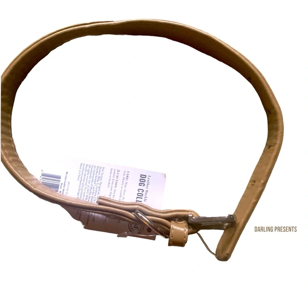 Martha Stewart Vegan Leather Engraved Buckle Dog Collar Color Beige Size 12/XS